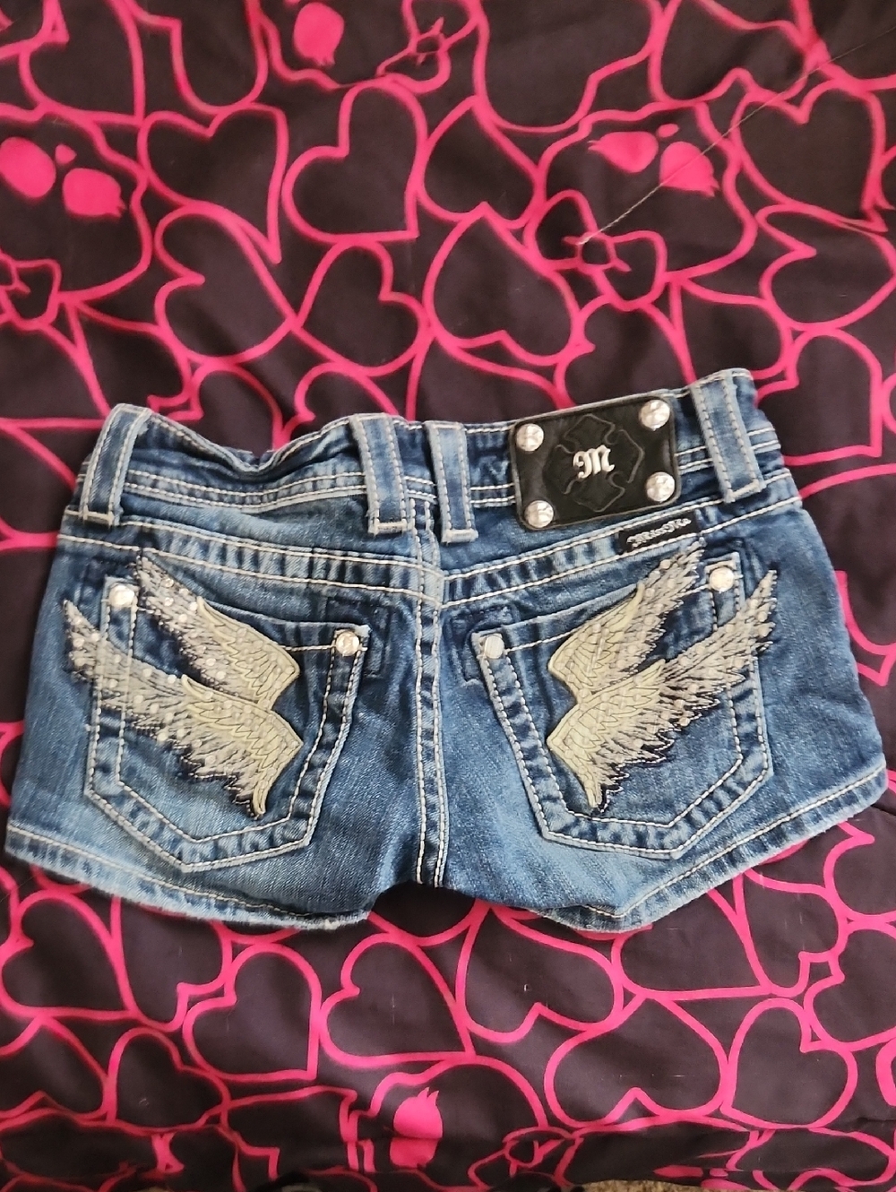 Miss Me Angel Wing Mini Shorts